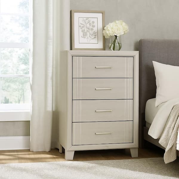 tall silver dresser Benjara Nic 54 Inch Modern Tall Dresser Chest, 5 Drawers, Round Knobs,  Silver main image 1