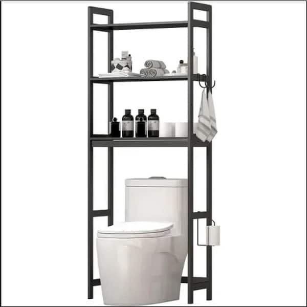 Techvida Bathroom Organizer Shelf 3-Tier Bathroom Metal Shelf over The  Toilet Storage Shelf Black 