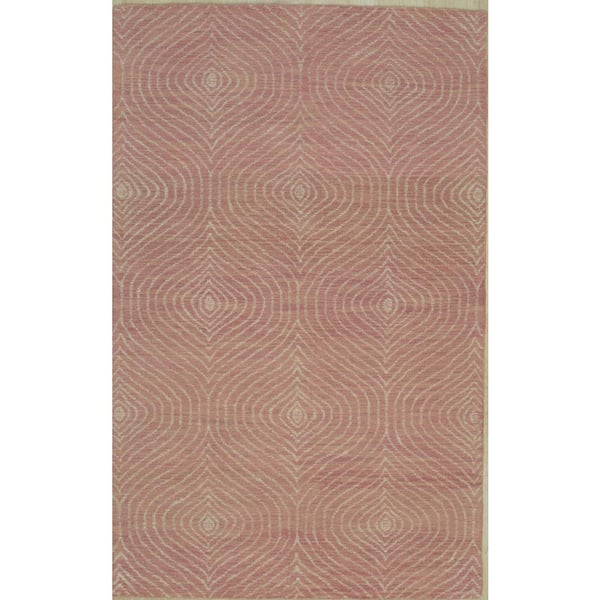 EORC Pink 5 ft. x 8 ft. Hand-Tufted Wool Contemporary Transitional Spring Area Rug
