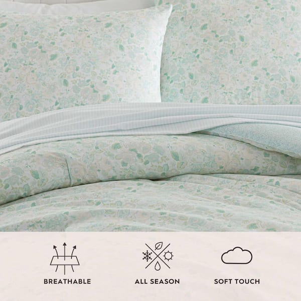 Laura Ashley Quartet Reversible 7-Piece Light Blue Microfiber