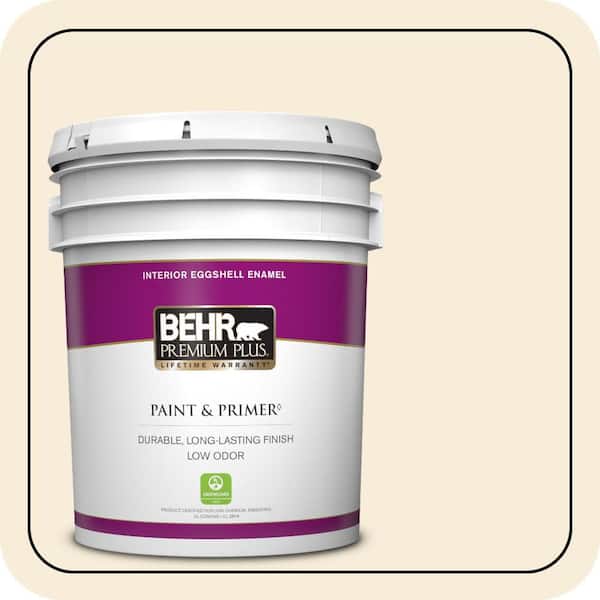 BEHR PREMIUM PLUS 5 gal. #70 Linen White Eggshell Enamel Low Odor Interior Paint & Primer