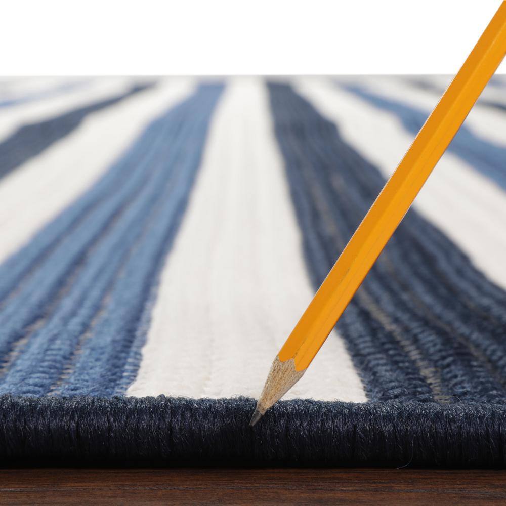 Blue Synthetic Braided Stripe 5' x 8' Reversible Rug