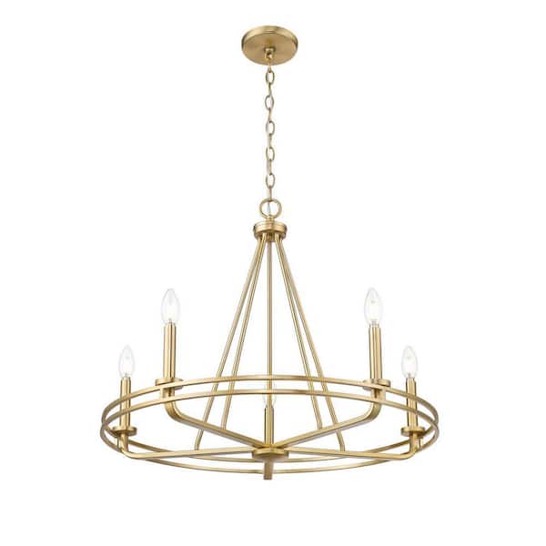 Jody 26.5 in. 5-Light Vintage Brass Chandelier Ceiling Light