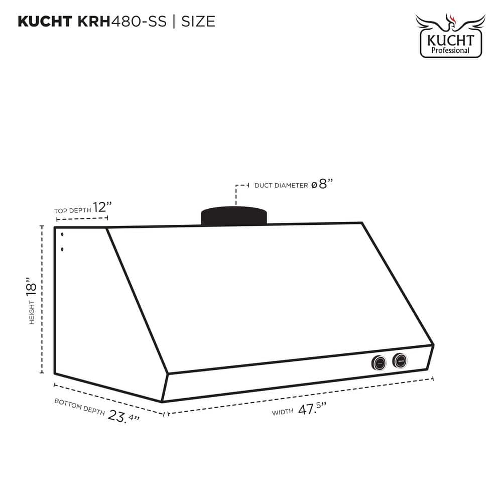 48-Inch Stainless Steel Under Cabinet Range Hood with LED Lights