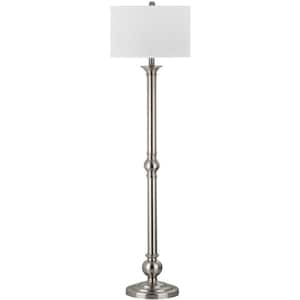 Theo 60 in. Nickel Floor Lamp with Off-White Shade