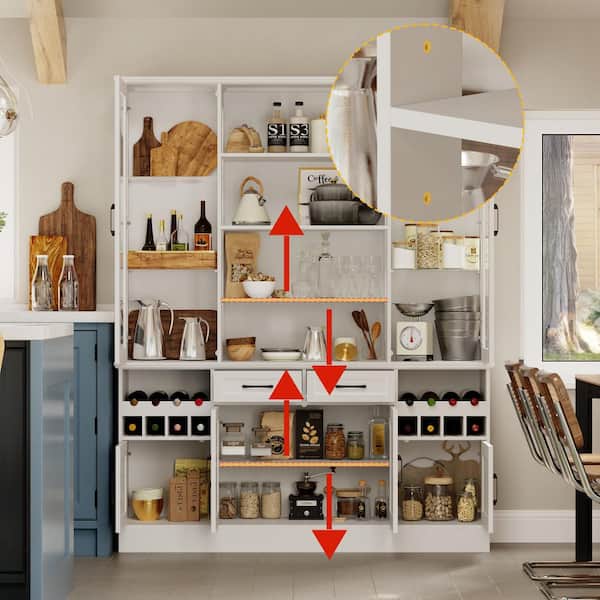 FUFU&GAGA White 78.7 in. Accent Cabinet Office Storage Cabinet