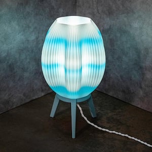 Wavy 16.5 in. Blue/White Table Lamp Modern Contemporary Plant-Based PLA 3D Printed Dimmable LED