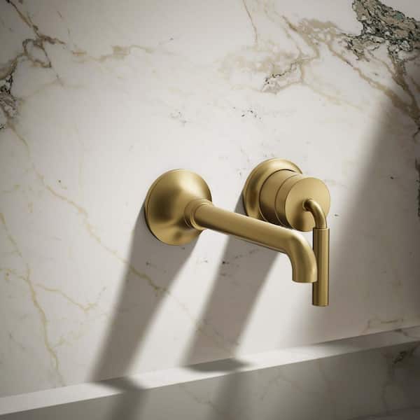 Tone Single-Handle Wall-Mounted Faucet in Vibrant Brushed Moderne Brass