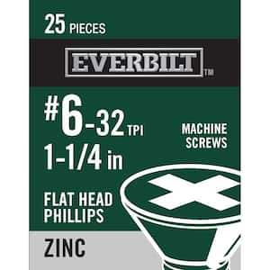 #6-32 x 1-1/4 in. Zinc Plated Phillips Flat Head Machine Screw (25-Pack)