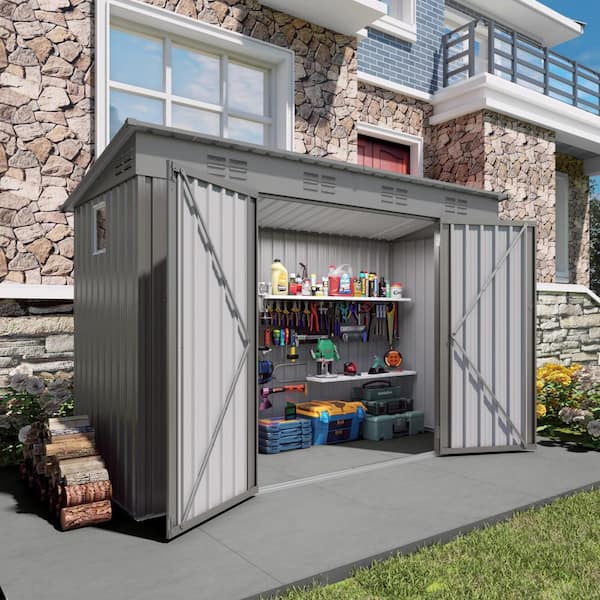 ToolCat 4 ft. W x 9 ft. D Metal Shed with Sloping Roof and 6 Vents