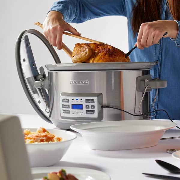 Verovering Fruitig Besmetten BLACK+DECKER 7 Qt. Stainless Steel Electric Slow Cooker with Temperature  Probe and Precision Sous-Vide SCD7007SSD - The Home Depot