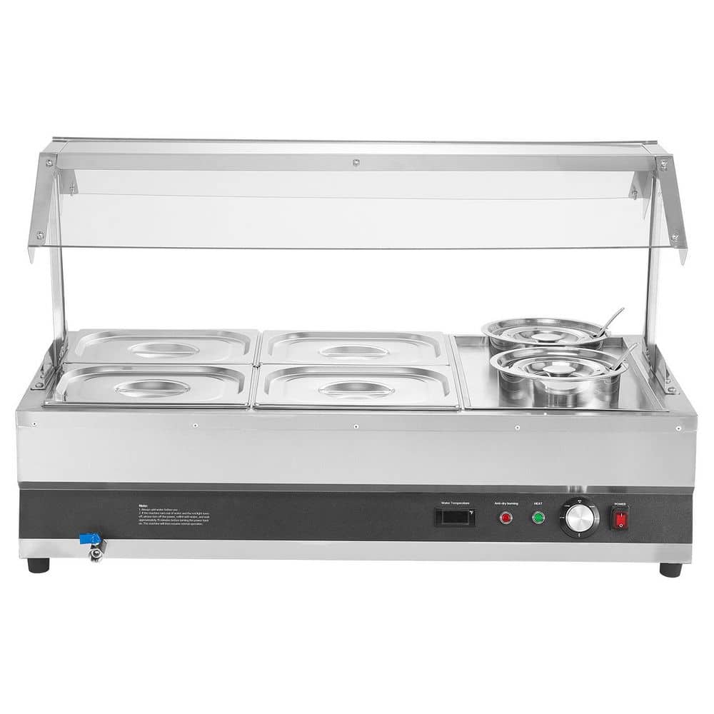 Electric Soup Warmer, 2 6.34QT. Pots & Four 1/2 Pans, Stainless Steel Commercial Food Warmer Adjustable Temp 2025 update