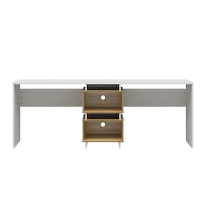Nelson 82.68 in. Wide 2 Way White and Natural Desk