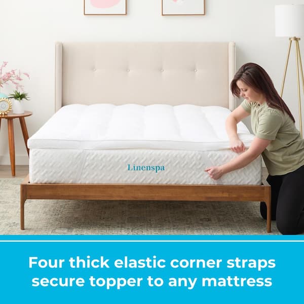 Linenspa Essentials! 3 Down Alternative Fiber Bed Mattress Topper, Size: King, White