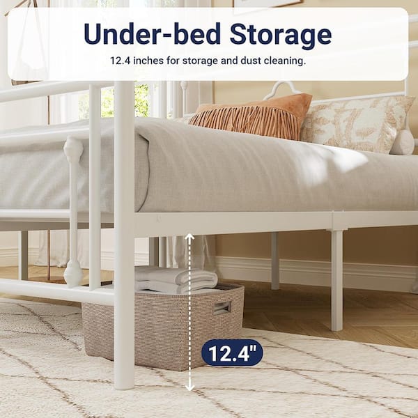 CITRUTAR CHEEP LLC 14 in. Tall White Metal Queen Size Platform Bed