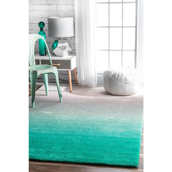 Flash Furniture Willow High-Low Pile Swirled 8' x 10' Turquoise Area Rug - Olefin Accent Rug