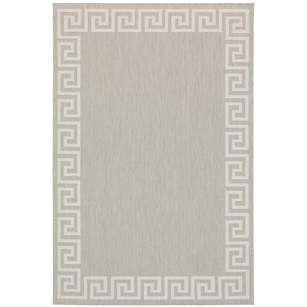 AVERLEY HOME Preston Grey 6 ft. 7 in. x 9 ft. 2 in. Greek Key Indoor/Outdoor Area Rug