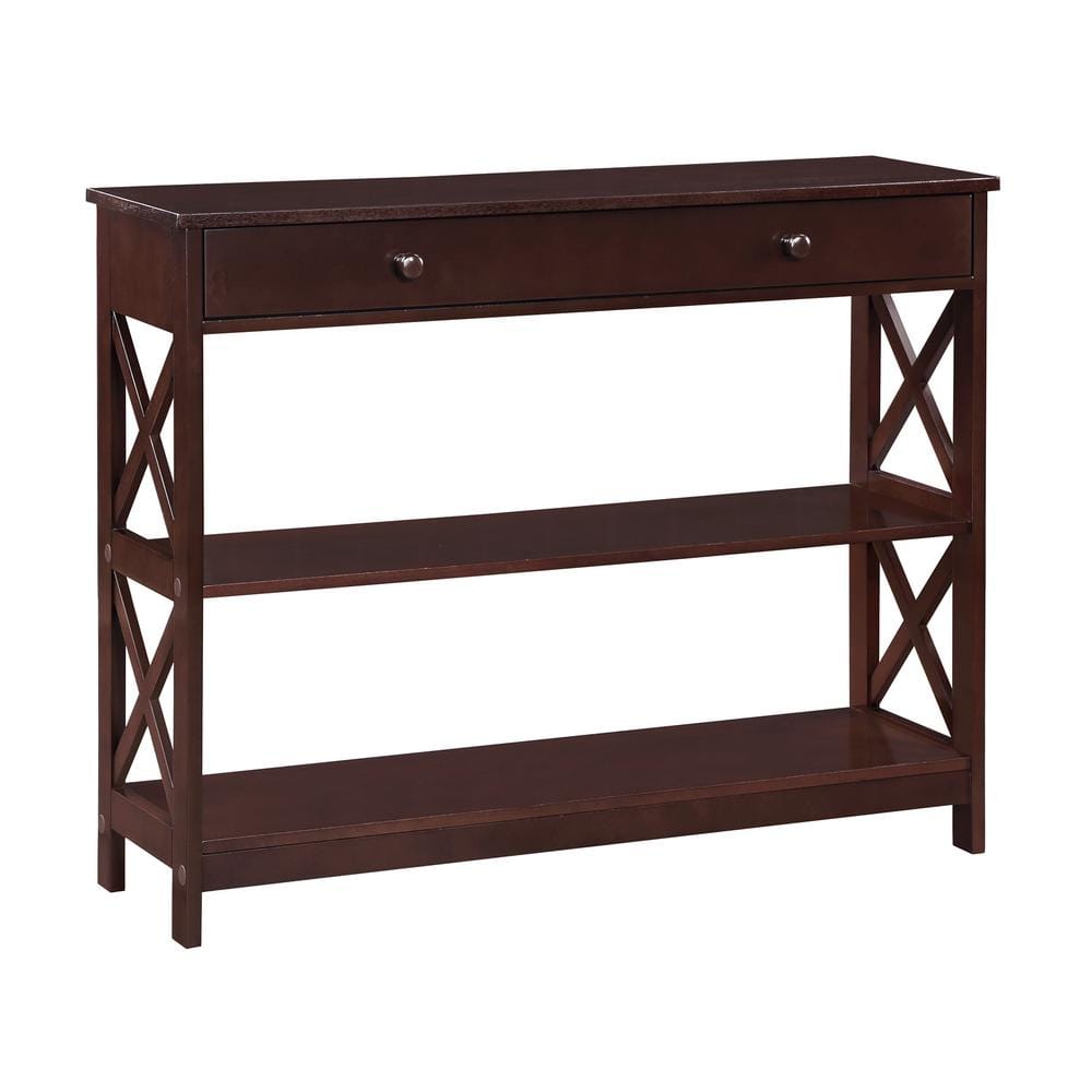 Espresso Oxford Console Table with Drawer and Shelves
