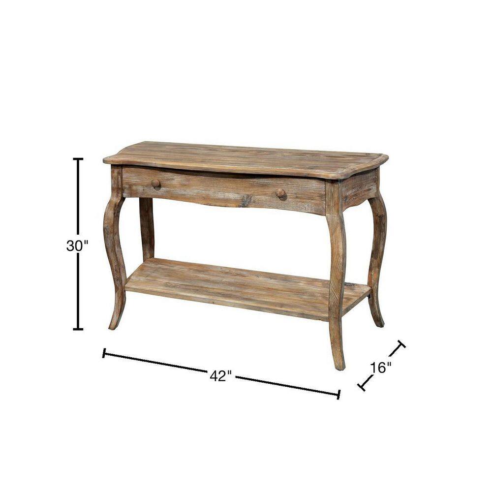 Curved Reclaimed Wood Console Table with Drawer - Driftwood Finish
