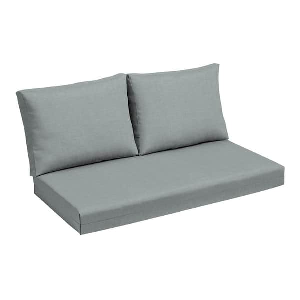 ARDEN SELECTIONS 24 in. x 18 in. Outdoor Loveseat Cushion Set Stone Grey Leala
