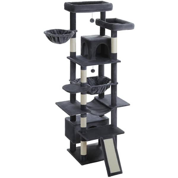 Dark Grey Indoor Large Cat 81 in. Tall Multi-Level Cat Tree