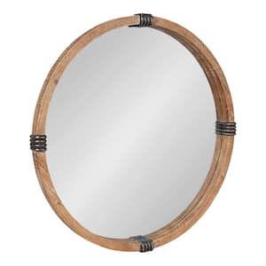 Stockport 28.00 in. H x 28.00 in. W Natural Round Modern Framed Decorative Wall Mirror