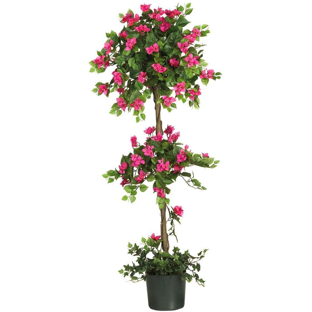 Nearly Natural 5 Ft Artificial Mini Bougainvillea Topiary Silk Tree 5228 The Home Depot 2075