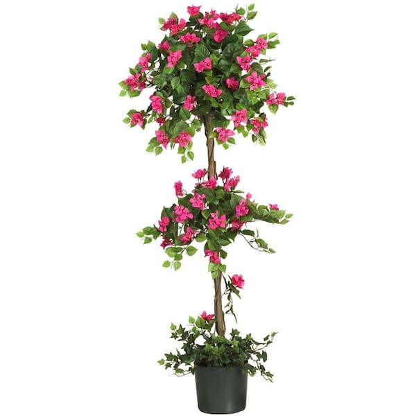 Nearly Natural 5 ft. Artificial Mini Bougainvillea Topiary Silk Tree 5228 -  The Home Depot