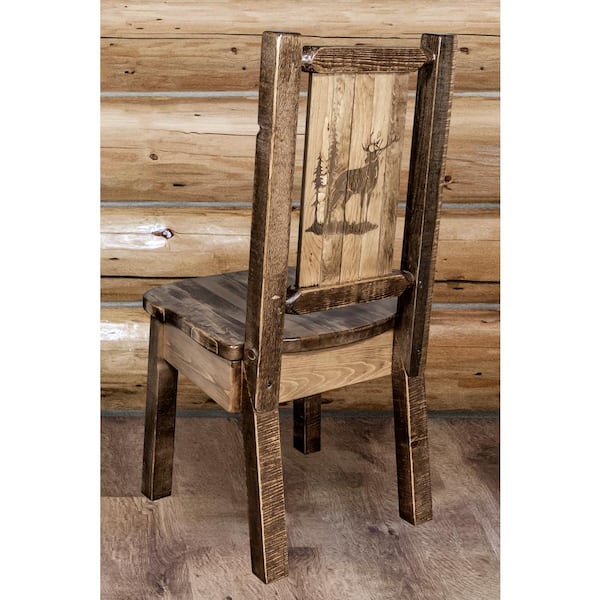 Homestead Collection Early American with Laser Engraved Elk Design Dining Side Chair