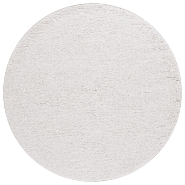 Rumi Shag 7 ft. x 7 ft. Ivory Modern Solid Round Area Rug