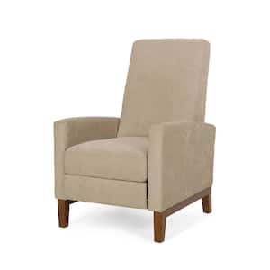 Andrea Sand and Brown Fabric Pushback Recliner Chair