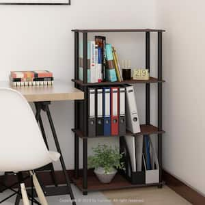 43.25 in. Tall Dark Cherry/Black 4-Shelves Etagere Bookcases