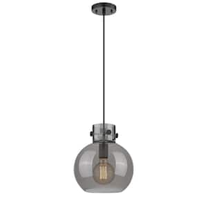 Newton Sphere 100-Watt 1-Light Matte Black Shaded Pendant Light with Tinted Glass Tinted Glass Shade