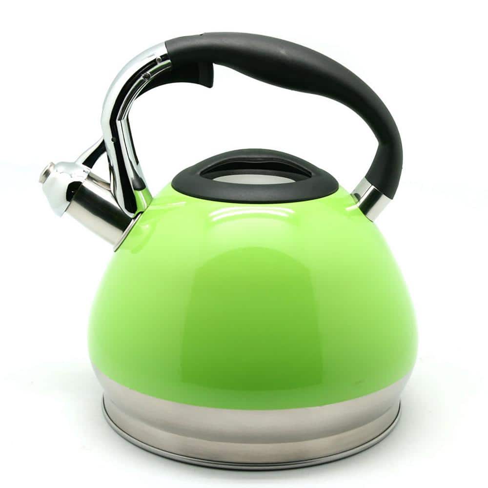 Creative Home Triumph 3 5 Qt Stainless Steel Whistling Tea Kettle With Aluminum Capsulated Bottom For Even Heat Distribution 77059 The Home Depot
