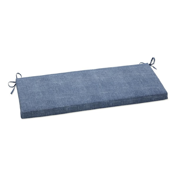 Pillow Perfect Solid Rectangular Outdoor Bench Cushion in Blue