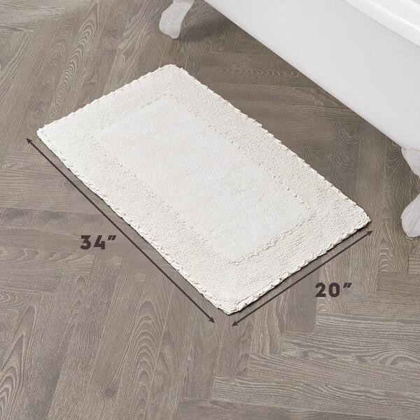 Laura Ashley 20 in. x 34 in. Ivory Cotton Ruffle Bath Rug