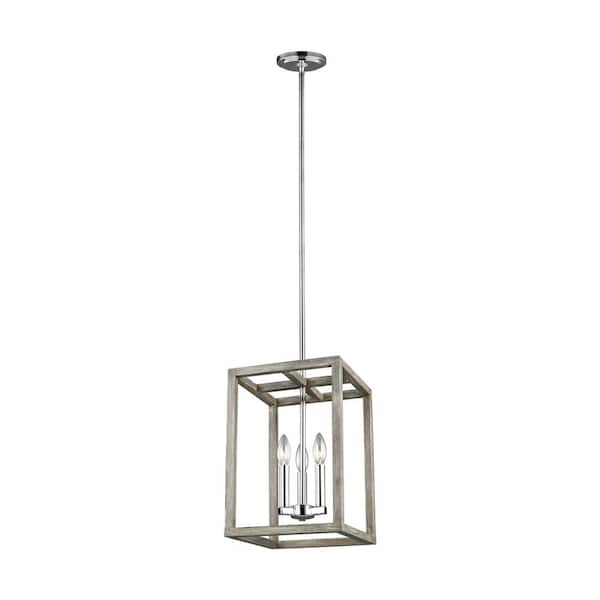 Moffet Street 3-Light Washed Pine Pendant
