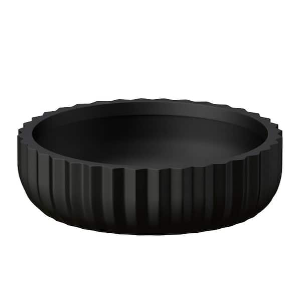 21 in. Large Charcoal Black Concrete Round Planter / Pot with Drainage Holes