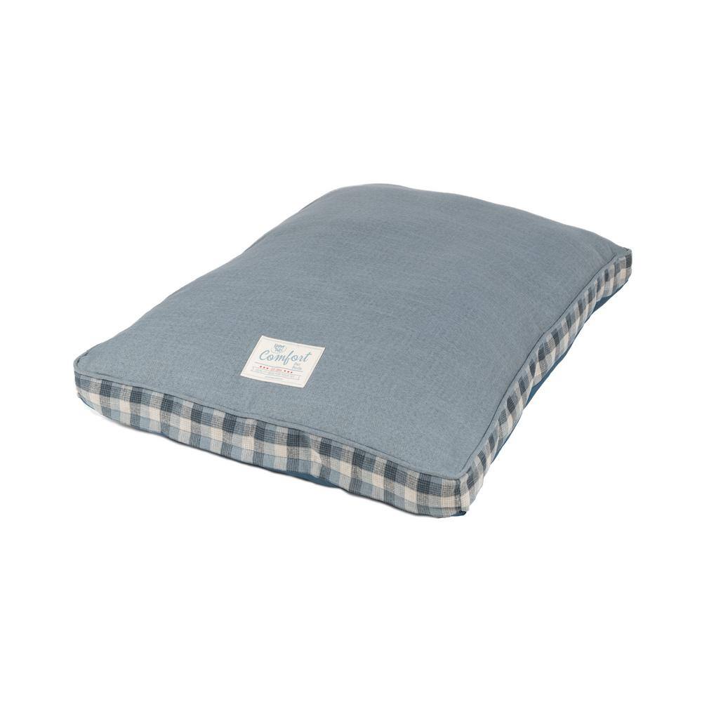 Happy Tails 36 in. x 27 in. MediumLarge Periwinkle Fresh Linen and Plaid Bed 30044 The Home Depot