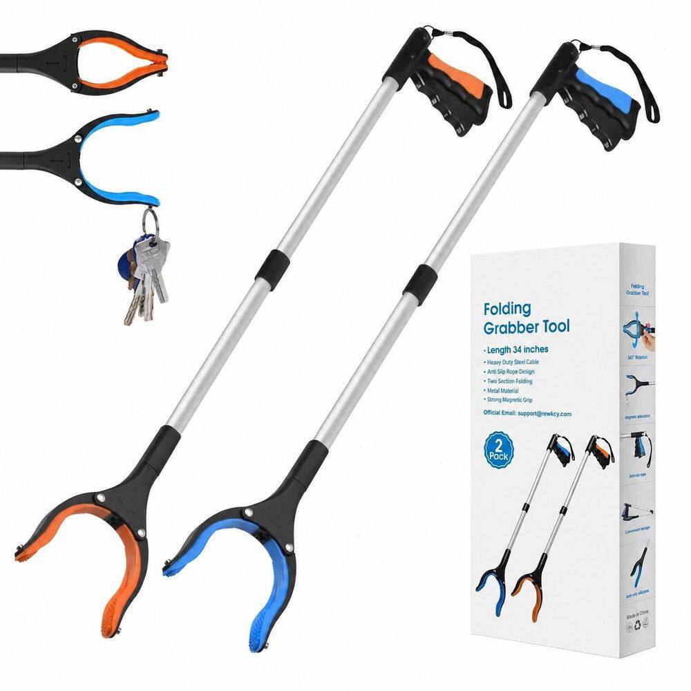 17 to 34 in. Grabber Reacher Tool 2-Pack Foldable Pickup Tool with 360 Degree Rotating Jaw and Magnet for Home Use price history on PriceWatchPro