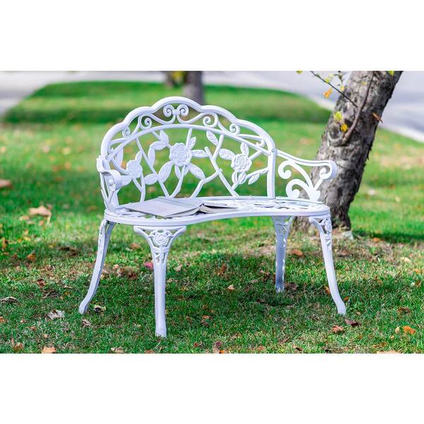 White iron best sale garden bench