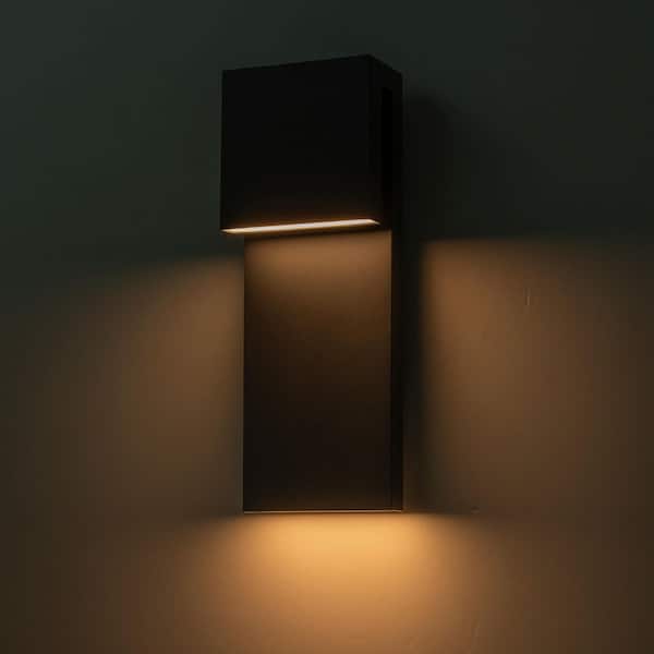 C Cattleya 15 in. 2-Light Matte Black Integrated LED Outdoor