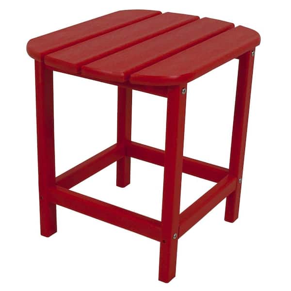 POLYWOOD South Beach 18 in. Sunset Red Patio Side Table