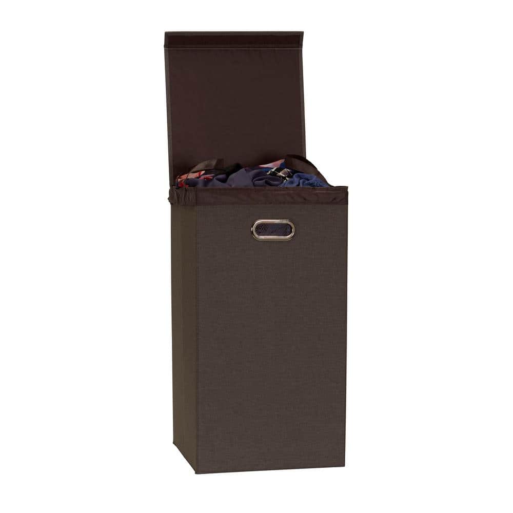 Cobblestone Gray-Brown Collapsible Laundry Hamper with Lid