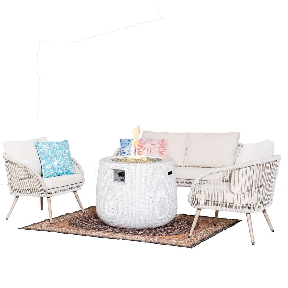 4-Piece Metal Outdoor Patio Conversation Set with Beige Cushions price history on PriceWatchPro