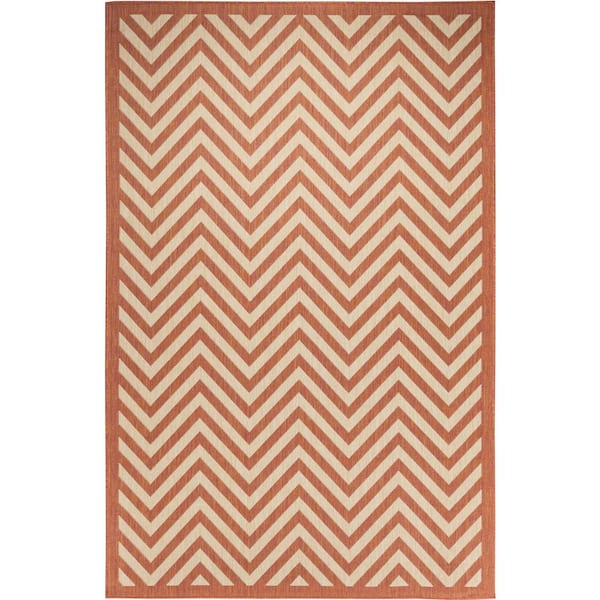 MSRUGS FW Collection Ellaville Coral 5 ft. x 8 ft. Chevron Polypropylene Indoor/Outdoor Area Rug