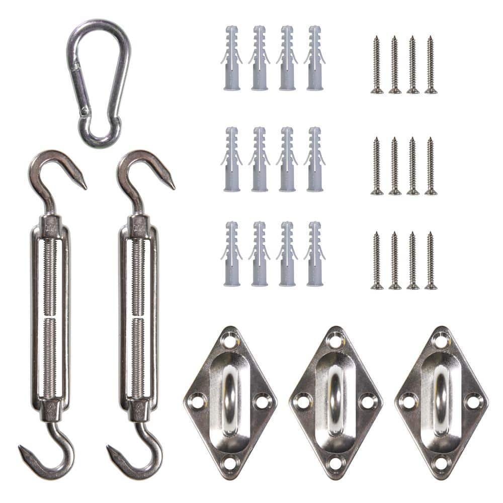 Stainless Steel 6 Inch Triangle Sun Shade Sail Hardware Kit