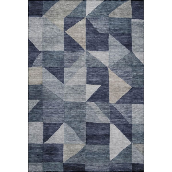 Mayfield Premium Machine Washable Abstract AMF2373 Blue 10 ft. x 14 ft. Area Rug