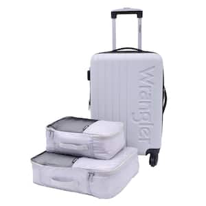 3pc EXPANDABLE LIGHT GRAY ROLLING CARRY-ON SET with 2 PackING CUBES and SPINNER WHEELS (CARRY-ON)