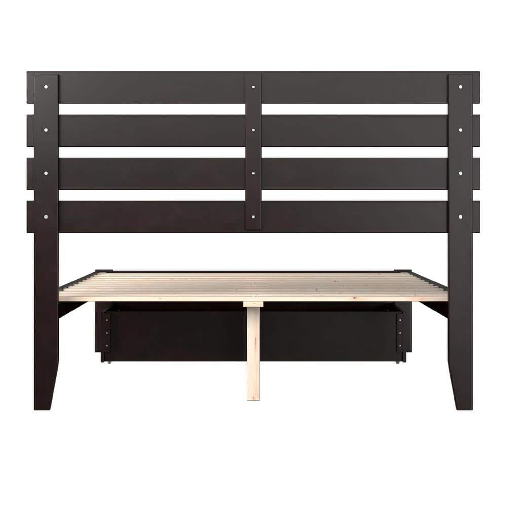 Espresso Full Bed with Foot Drawer and Slat Kit